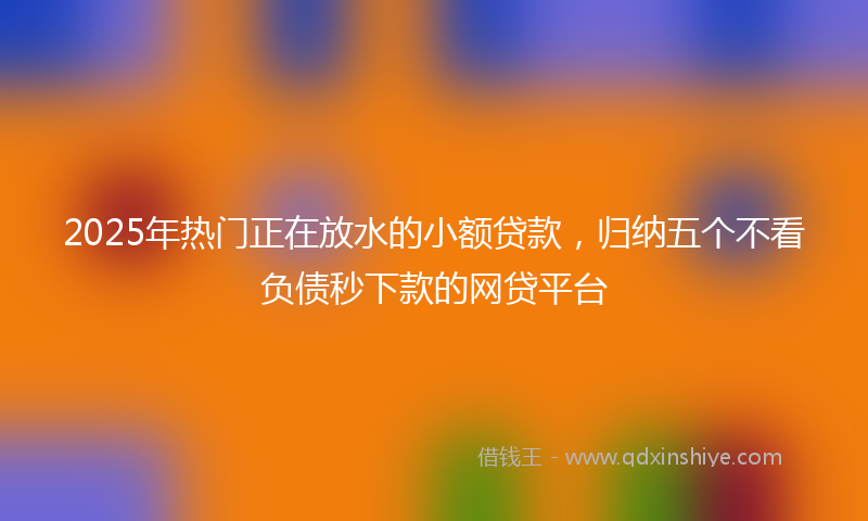 2025年热门正在放水的小额贷款，归纳五个不看负债秒下款的网贷平台