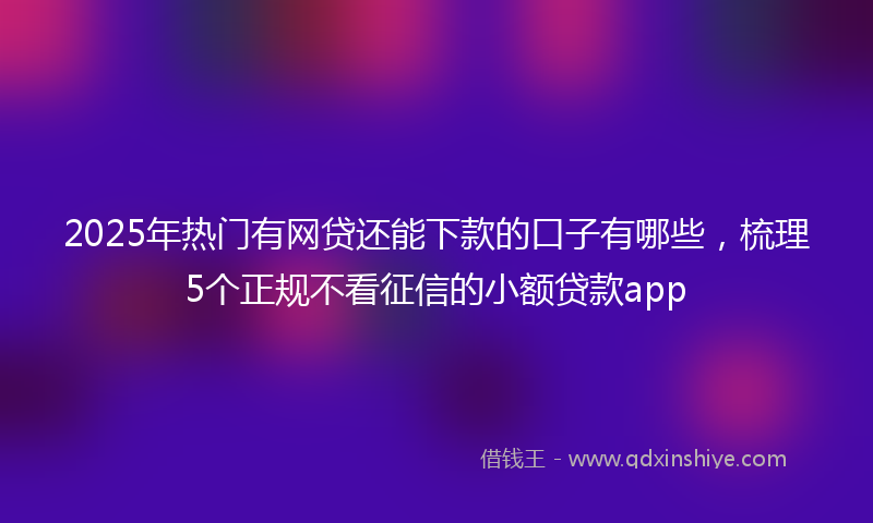 2025年热门有网贷还能下款的口子有哪些，梳理5个正规不看征信的小额贷款app