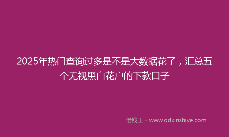 2025年热门查询过多是不是大数据花了，汇总五个无视黑白花户的下款口子