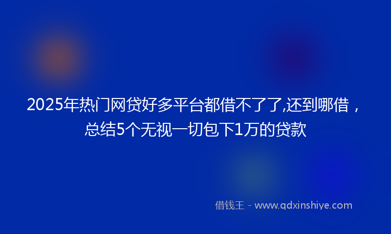 2025年热门网贷好多平台都借不了了,还到哪借，总结5个无视一切包下1万的贷款
