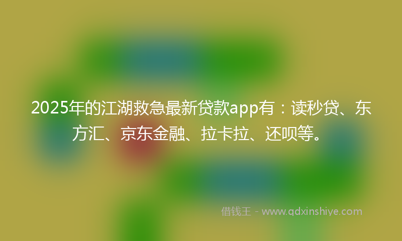 2025年的江湖救急最新贷款app有：读秒贷、东方汇、京东金融、拉卡拉、还呗等。