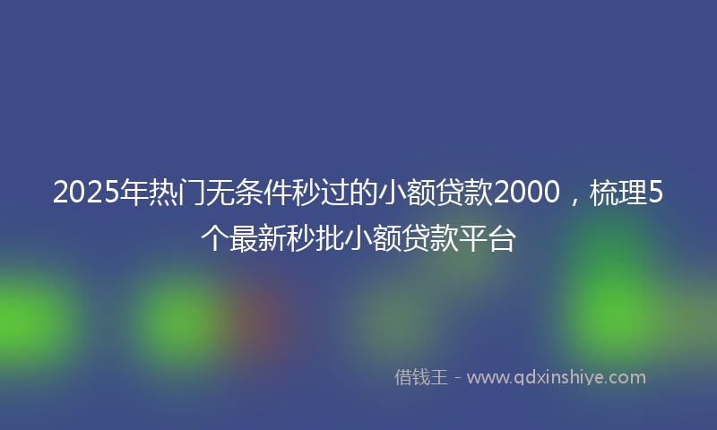 2025年热门无条件秒过的小额贷款2000，梳理5个最新秒批小额贷款平台