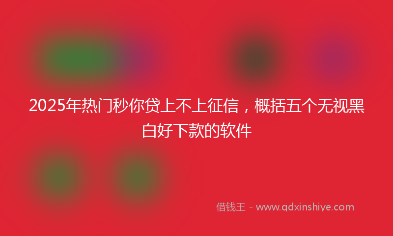 2025年热门秒你贷上不上征信，概括五个无视黑白好下款的软件