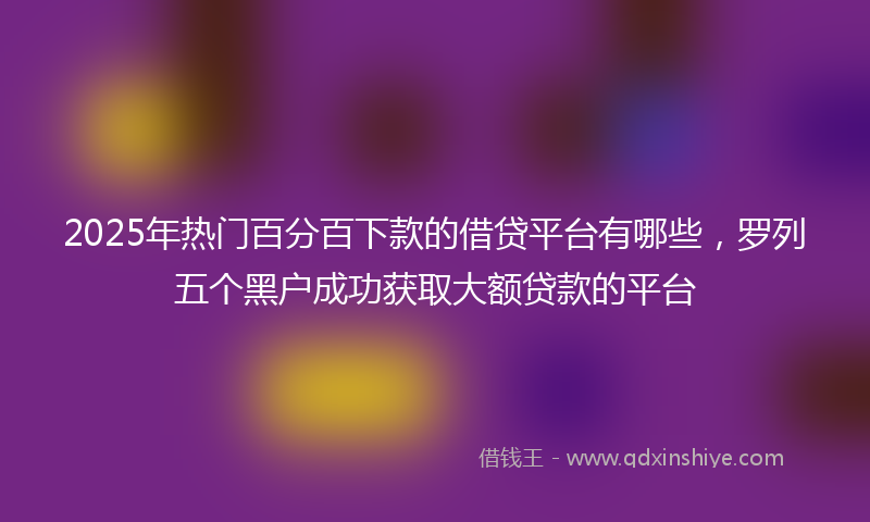 2025年热门百分百下款的借贷平台有哪些，罗列五个黑户成功获取大额贷款的平台