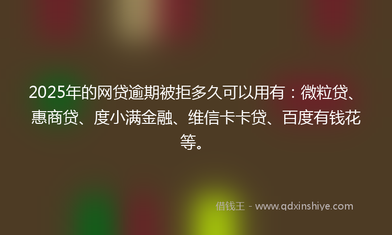 2025年的网贷逾期被拒多久可以用有：微粒贷、惠商贷、度小满金融、维信卡卡贷、百度有钱花等。