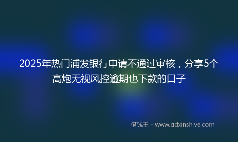 2025年热门浦发银行申请不通过审核，分享5个高炮无视风控逾期也下款的口子