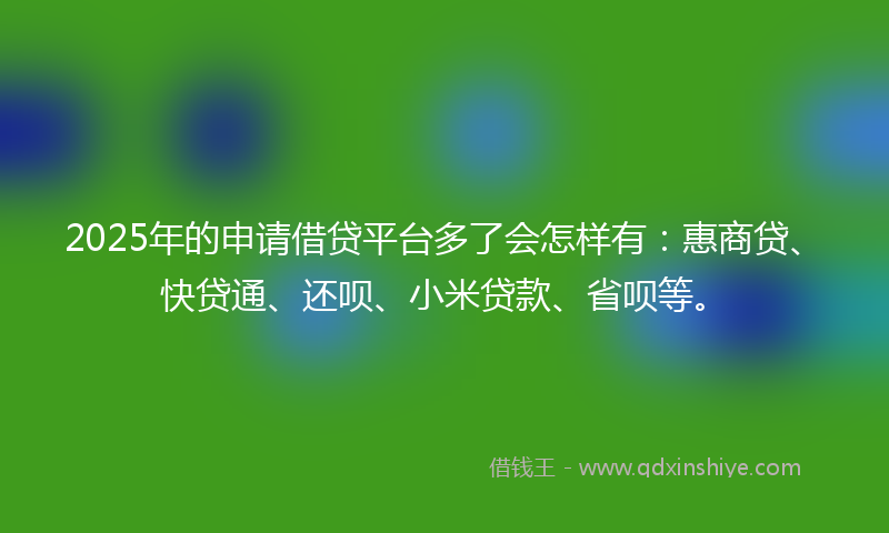 2025年的申请借贷平台多了会怎样有：惠商贷、快贷通、还呗、小米贷款、省呗等。