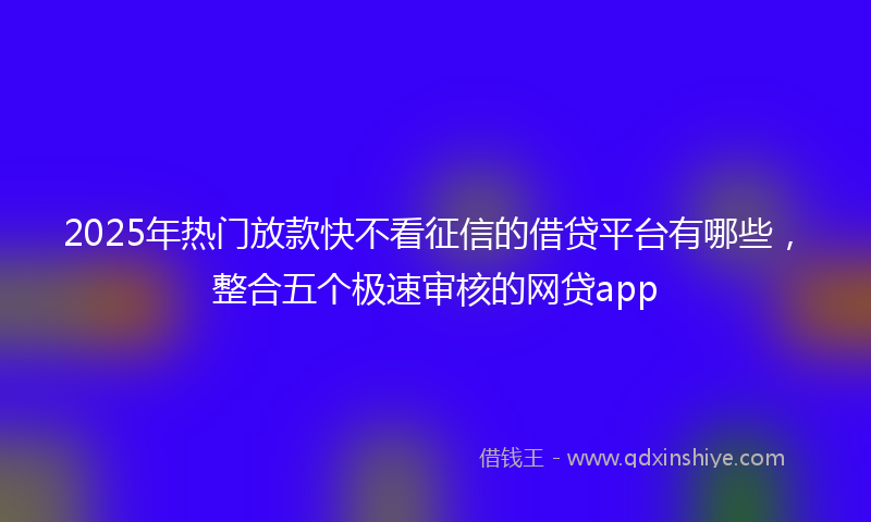 2025年热门放款快不看征信的借贷平台有哪些，整合五个极速审核的网贷app