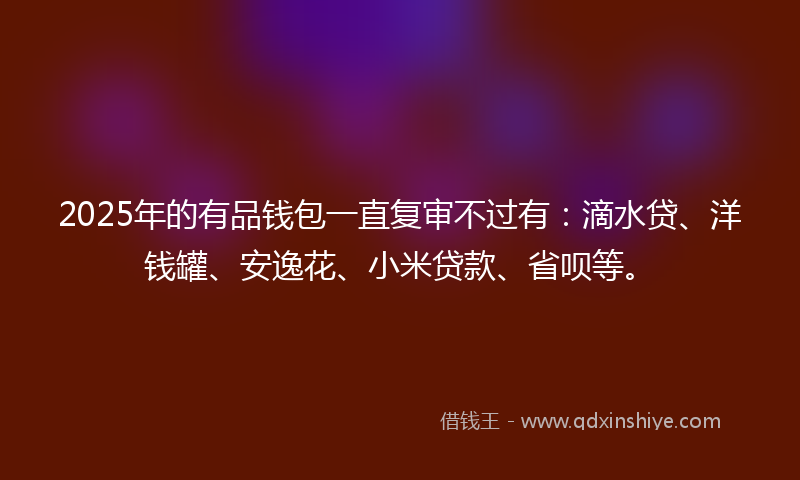 2025年的有品钱包一直复审不过有：滴水贷、洋钱罐、安逸花、小米贷款、省呗等。