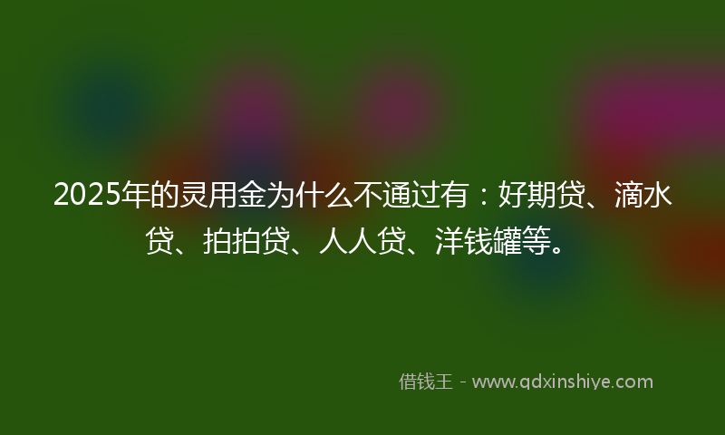 2025年的灵用金为什么不通过有：好期贷、滴水贷、拍拍贷、人人贷、洋钱罐等。