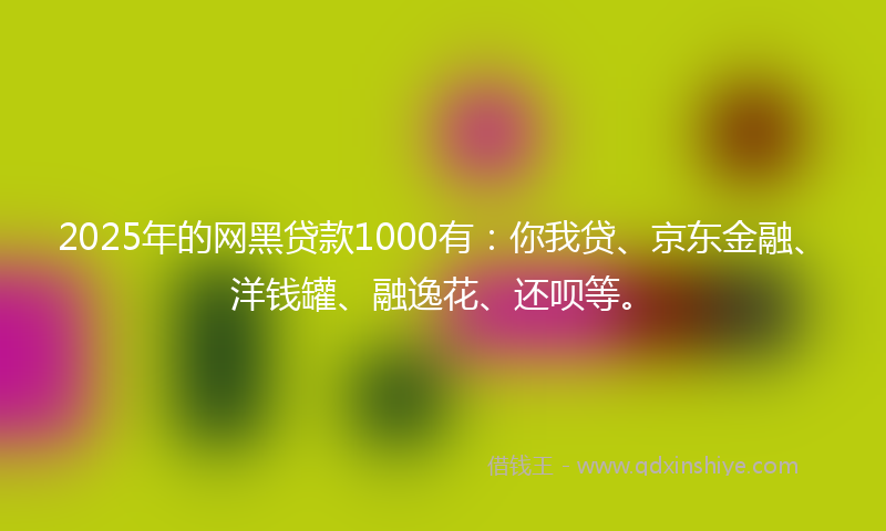 2025年的网黑贷款1000有：你我贷、京东金融、洋钱罐、融逸花、还呗等。