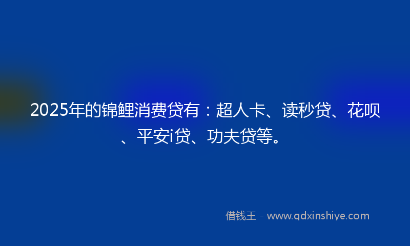 2025年的锦鲤消费贷有：超人卡、读秒贷、花呗、平安i贷、功夫贷等。
