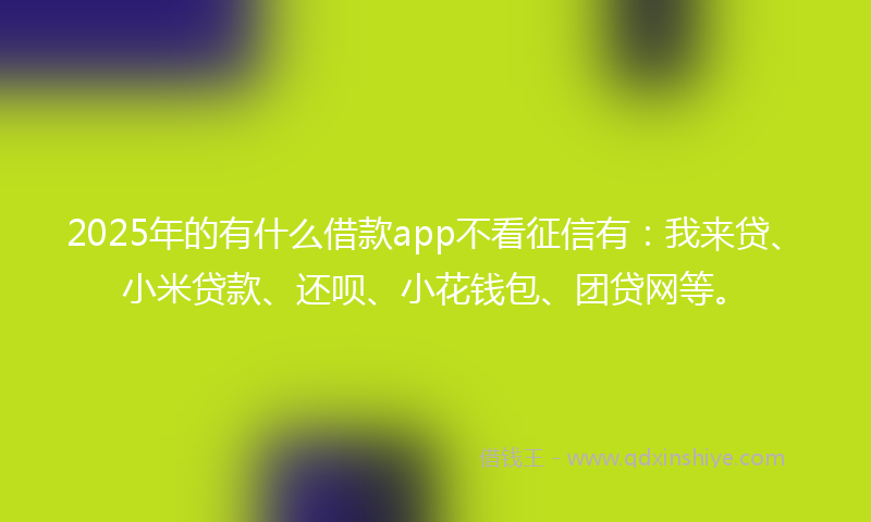 2025年的有什么借款app不看征信有：我来贷、小米贷款、还呗、小花钱包、团贷网等。