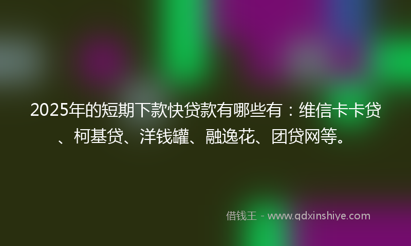 2025年的短期下款快贷款有哪些有：维信卡卡贷、柯基贷、洋钱罐、融逸花、团贷网等。