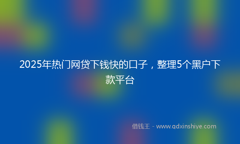 2025年热门网贷下钱快的口子，整理5个黑户下款平台