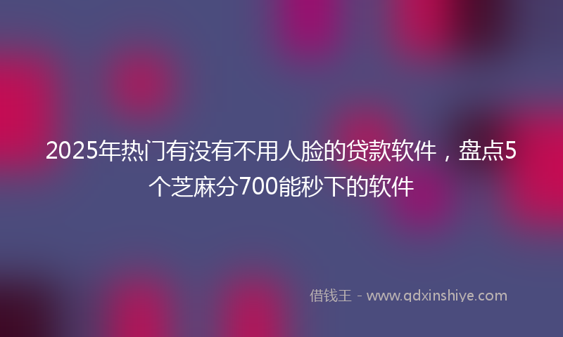 2025年热门有没有不用人脸的贷款软件，盘点5个芝麻分700能秒下的软件