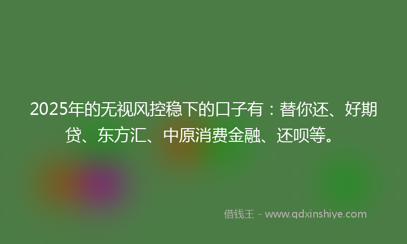 2025年的无视风控稳下的口子有：替你还、好期贷、东方汇、中原消费金融、还呗等。