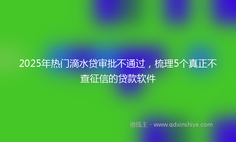 2025年热门滴水贷审批不通过，梳理5个真正不查征信的贷款软件