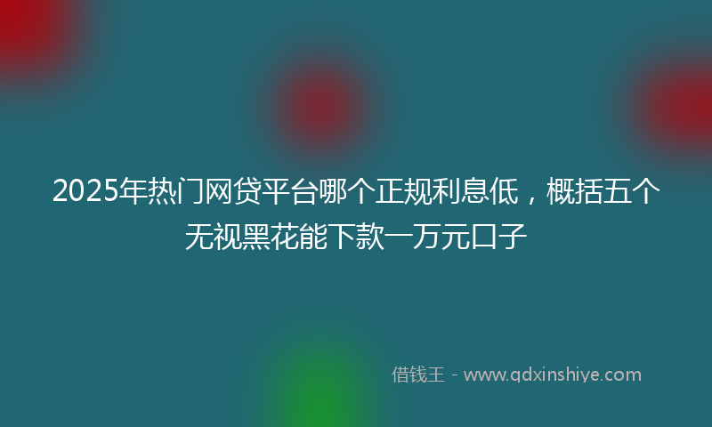 2025年热门网贷平台哪个正规利息低，概括五个无视黑花能下款一万元口子