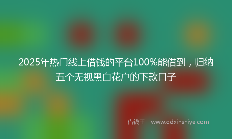 2025年热门线上借钱的平台100%能借到，归纳五个无视黑白花户的下款口子