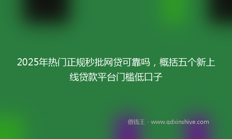 2025年热门正规秒批网贷可靠吗，概括五个新上线贷款平台门槛低口子