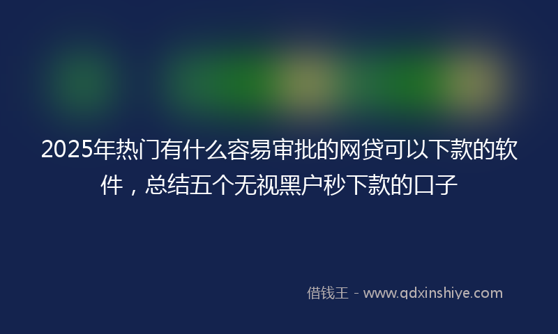 2025年热门有什么容易审批的网贷可以下款的软件，总结五个无视黑户秒下款的口子