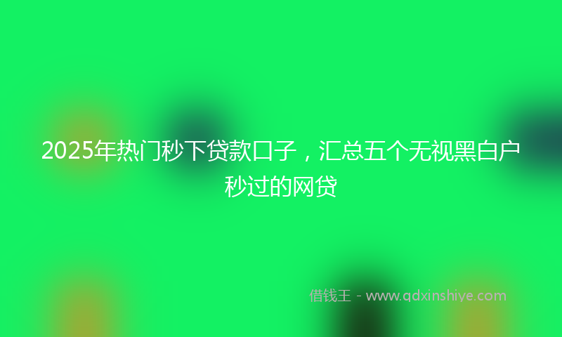 2025年热门秒下贷款口子，汇总五个无视黑白户秒过的网贷