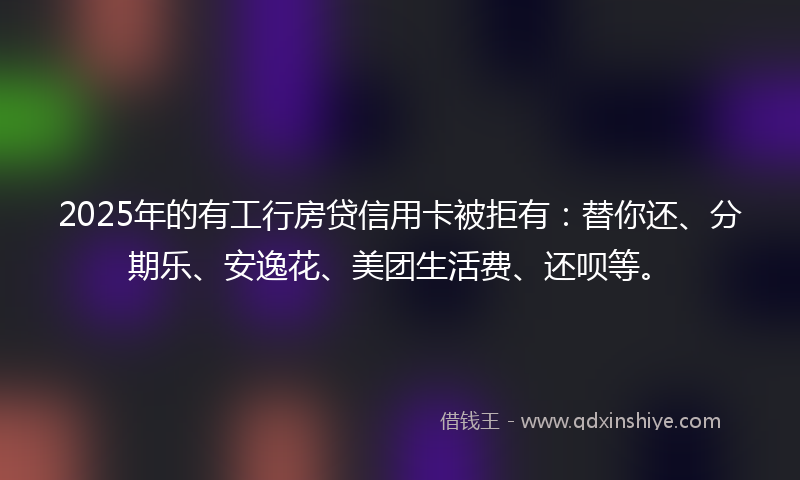 2025年的有工行房贷信用卡被拒有：替你还、分期乐、安逸花、美团生活费、还呗等。