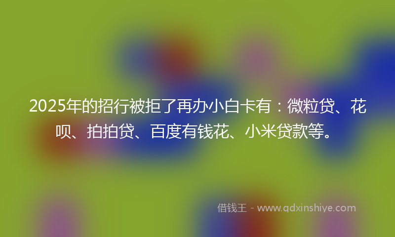 2025年的招行被拒了再办小白卡有：微粒贷、花呗、拍拍贷、百度有钱花、小米贷款等。