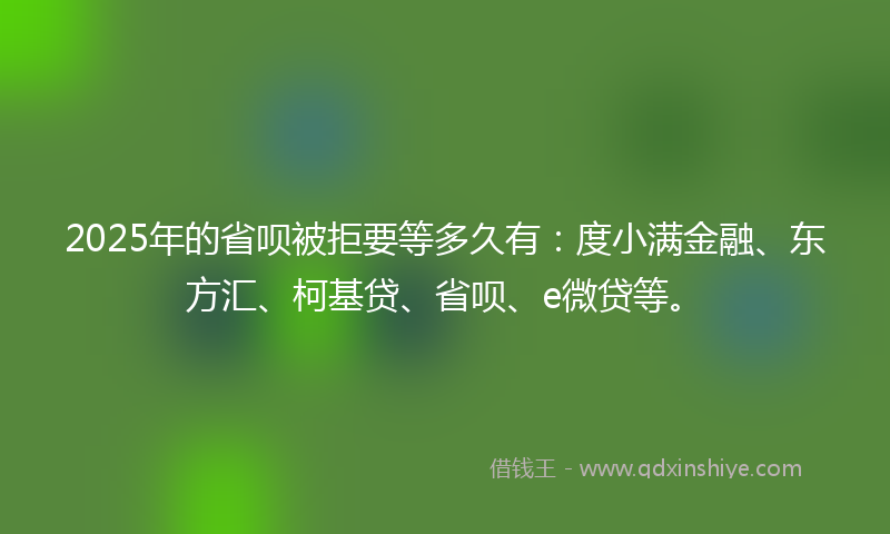 2025年的省呗被拒要等多久有：度小满金融、东方汇、柯基贷、省呗、e微贷等。