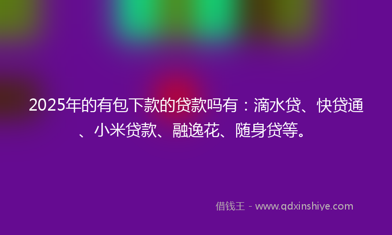 2025年的有包下款的贷款吗有：滴水贷、快贷通、小米贷款、融逸花、随身贷等。