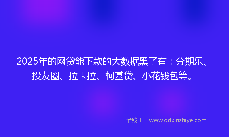 2025年的网贷能下款的大数据黑了有：分期乐、投友圈、拉卡拉、柯基贷、小花钱包等。