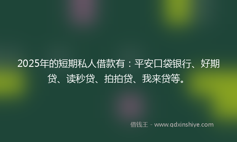 2025年的短期私人借款有：平安口袋银行、好期贷、读秒贷、拍拍贷、我来贷等。