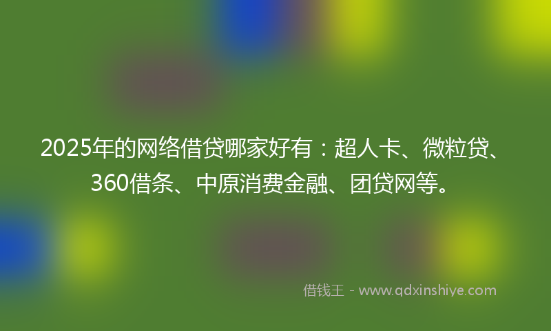 2025年的网络借贷哪家好有：超人卡、微粒贷、360借条、中原消费金融、团贷网等。
