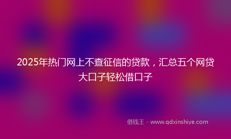 2025年热门网上不查征信的贷款，汇总五个网贷大口子轻松借口子
