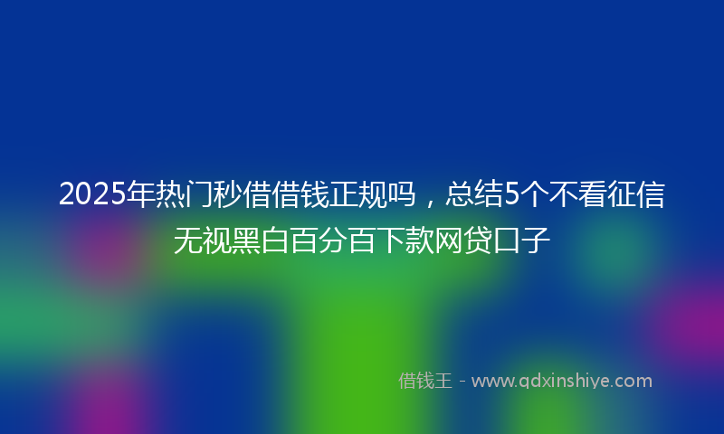 2025年热门秒借借钱正规吗，总结5个不看征信无视黑白百分百下款网贷口子