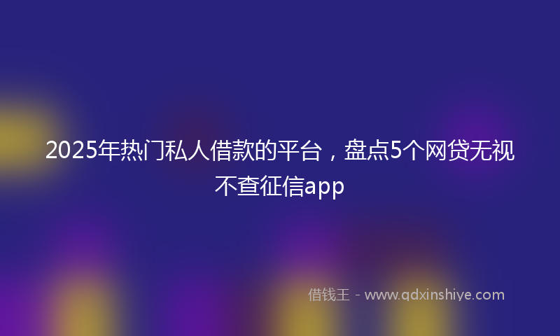2025年热门私人借款的平台，盘点5个网贷无视不查征信app