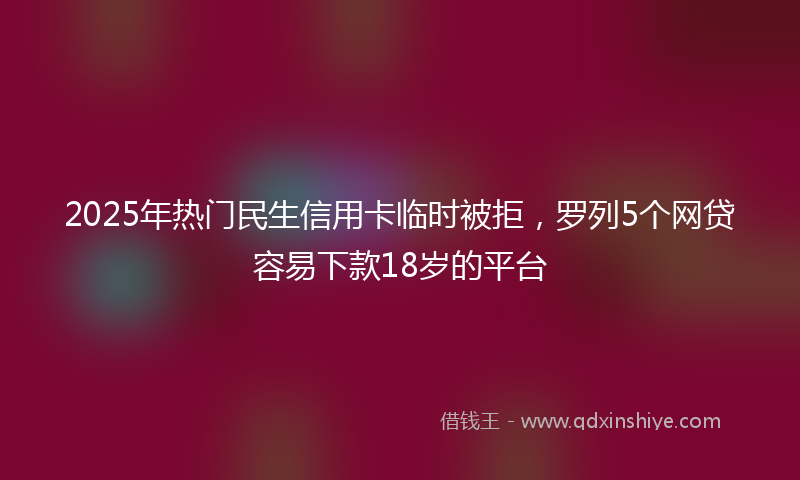 2025年热门民生信用卡临时被拒，罗列5个网贷容易下款18岁的平台