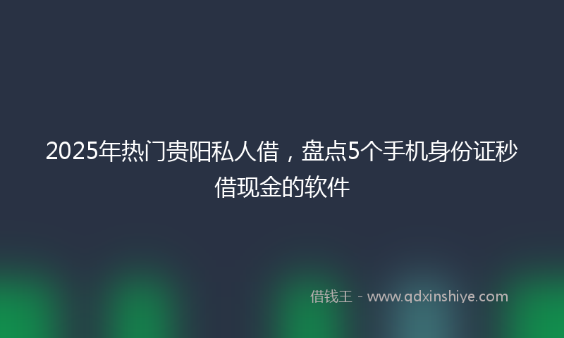 2025年热门贵阳私人借，盘点5个手机身份证秒借现金的软件