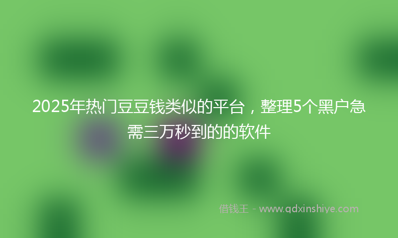 2025年热门豆豆钱类似的平台，整理5个黑户急需三万秒到的的软件