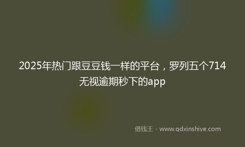 2025年热门跟豆豆钱一样的平台，罗列五个714无视逾期秒下的app