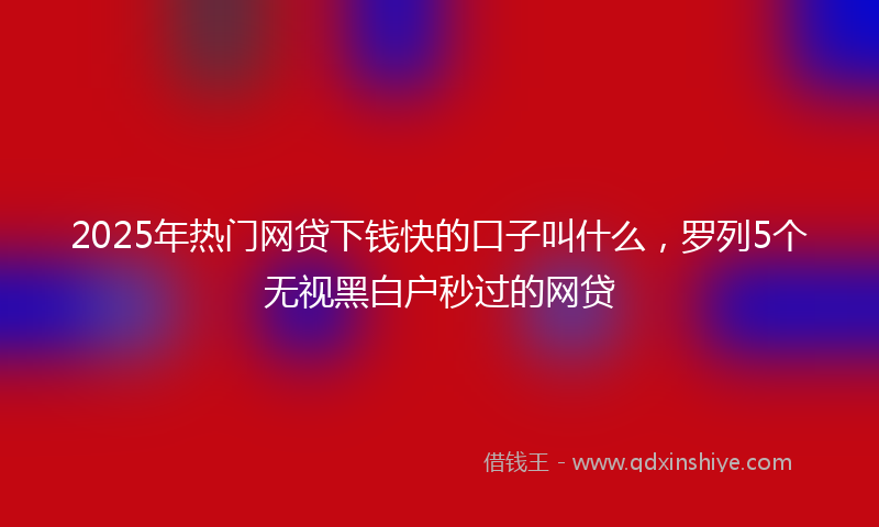 2025年热门网贷下钱快的口子叫什么，罗列5个无视黑白户秒过的网贷