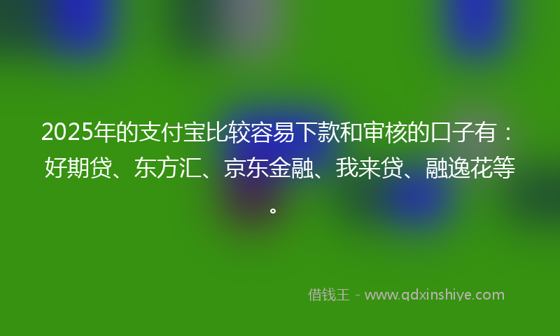 2025年的支付宝比较容易下款和审核的口子有：好期贷、东方汇、京东金融、我来贷、融逸花等。