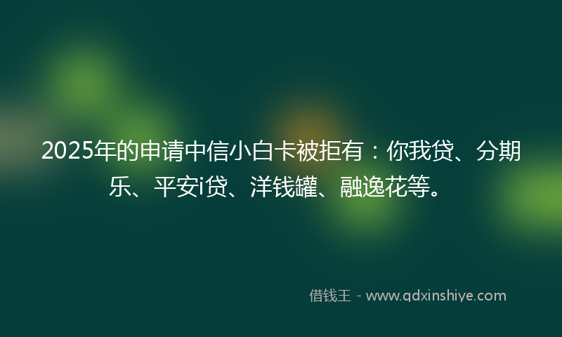 2025年的申请中信小白卡被拒有：你我贷、分期乐、平安i贷、洋钱罐、融逸花等。