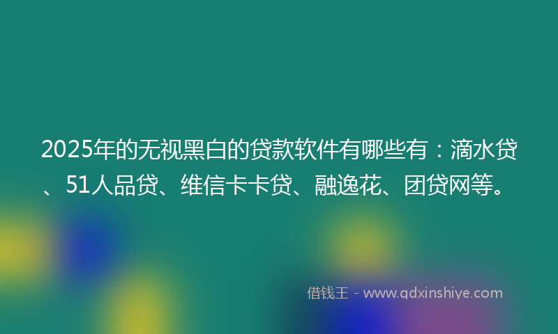2025年的无视黑白的贷款软件有哪些有：滴水贷、51人品贷、维信卡卡贷、融逸花、团贷网等。