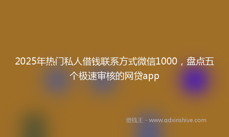 2025年热门私人借钱联系方式微信1000，盘点五个极速审核的网贷app