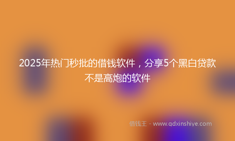 2025年热门秒批的借钱软件，分享5个黑白贷款不是高炮的软件