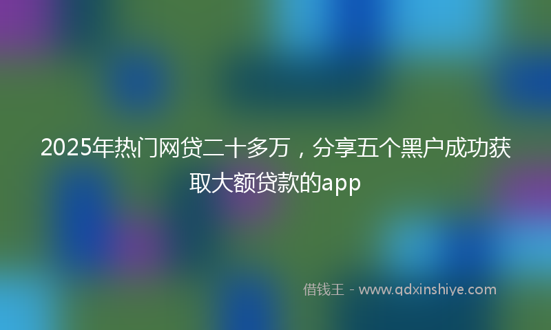 2025年热门网贷二十多万，分享五个黑户成功获取大额贷款的app
