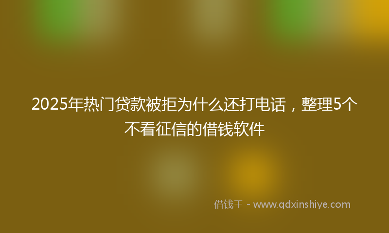 2025年热门贷款被拒为什么还打电话，整理5个不看征信的借钱软件