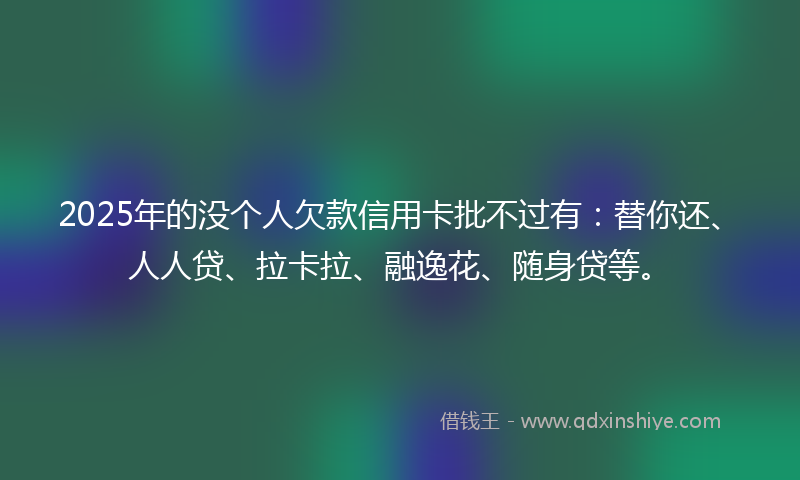 2025年的没个人欠款信用卡批不过有：替你还、人人贷、拉卡拉、融逸花、随身贷等。